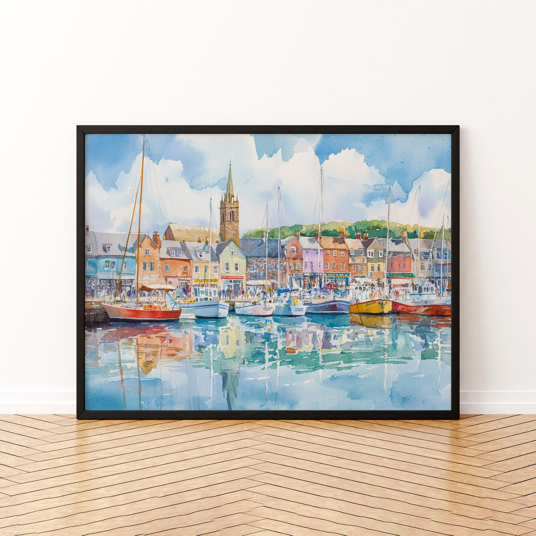 Padstow Cornwall Watercolor Poster Padstow Travel Print Coastal Town Painting Harbour Wall Art Seaside Decor UK Souvenir