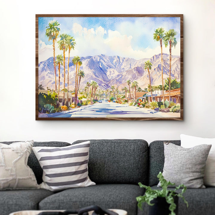 Palm Springs California Watercolor Poster Palm Springs Travel Print Desert Landscape Painting Modern Wall Art USA Souvenir