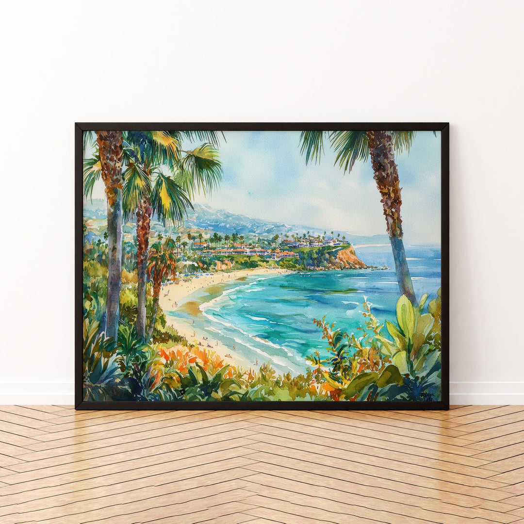 Redondo Beach California Watercolor Poster Redondo Travel Print Coastal Painting Ocean Wall Art Beach Decor USA Souvenir