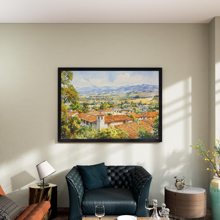 San Luis Obispo California Watercolor Poster SLO Travel Print Central Coast Painting City Wall Art USA Decor Souvenir