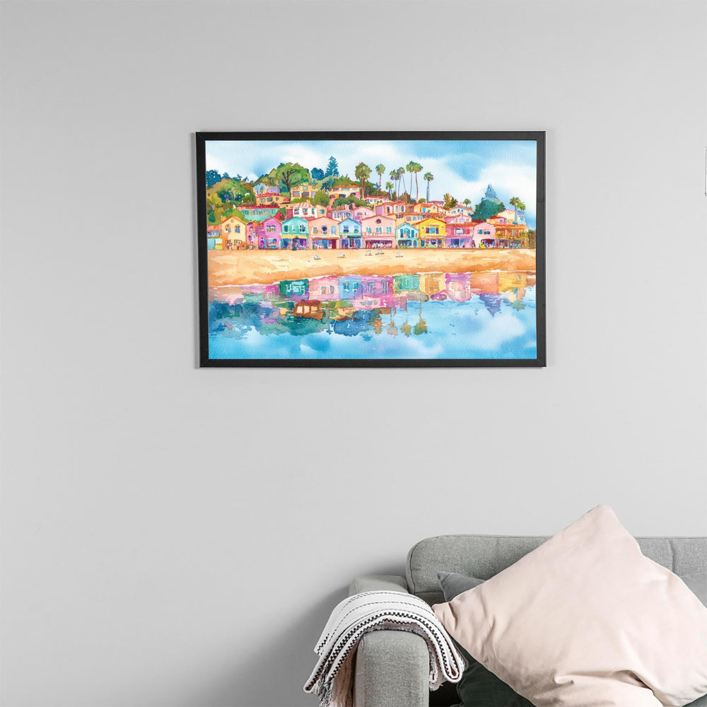 Santa Cruz California Watercolor Poster Santa Cruz Travel Print Beach Boardwalk Painting Coastal Wall Art USA Souvenir
