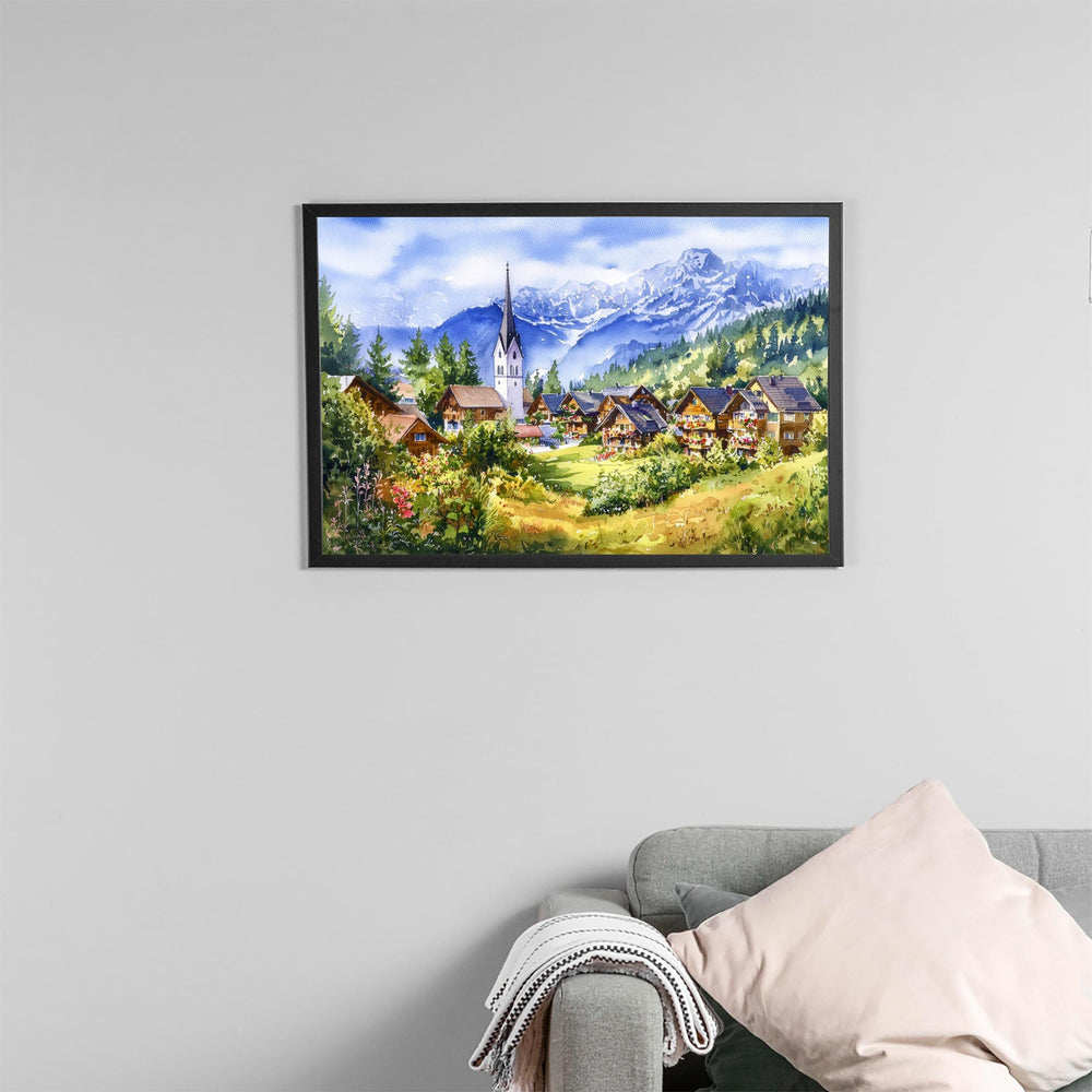 Seefeld Austria Watercolor Poster Seefeld Travel Print Alpine Village Painting Mountain Wall Art Tyrol Decor Europe Souvenir