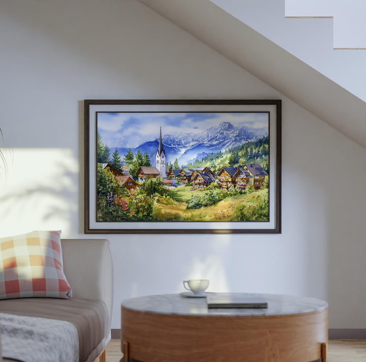 Seefeld Austria Watercolor Poster Seefeld Travel Print Alpine Village Painting Mountain Wall Art Tyrol Decor Europe Souvenir