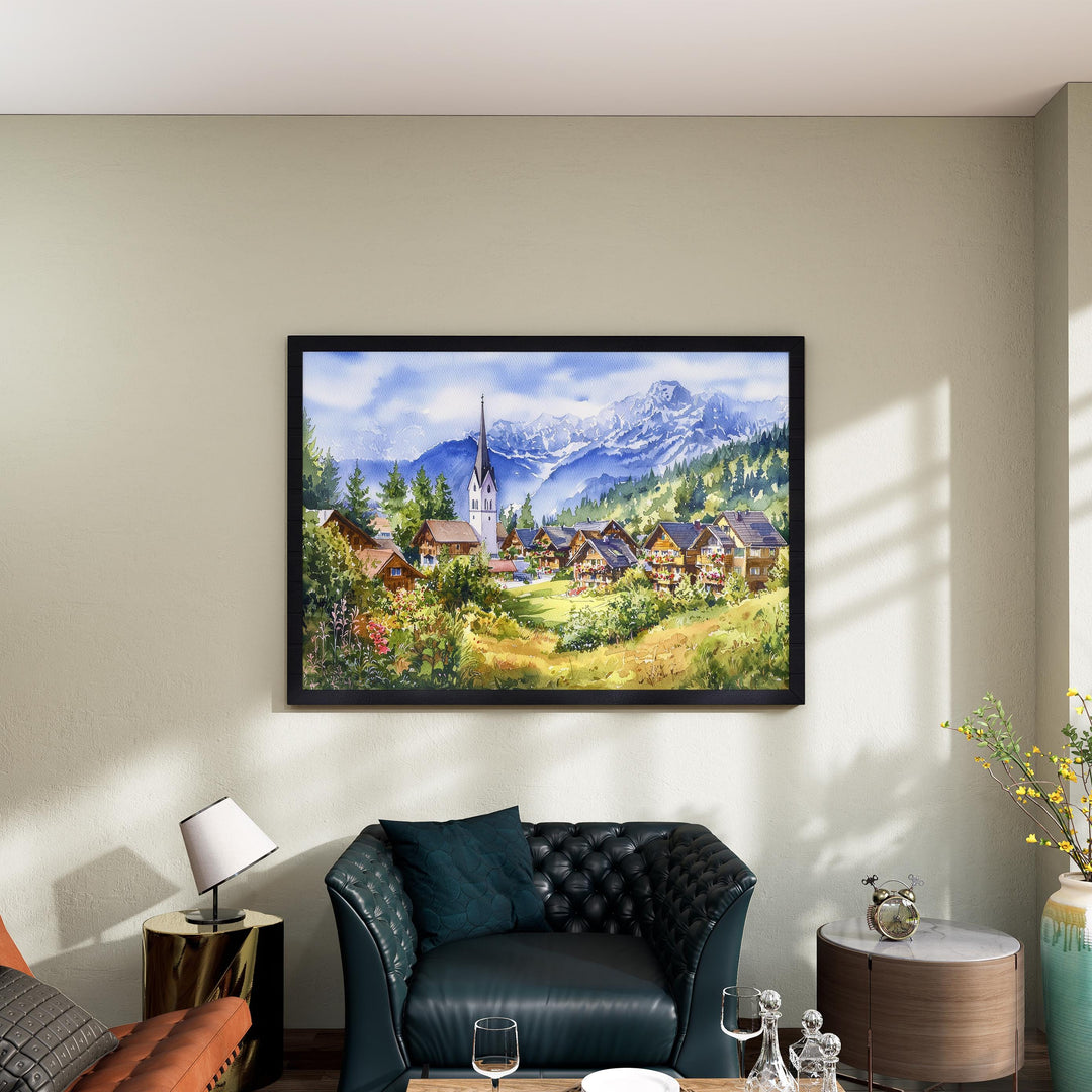 Seefeld Austria Watercolor Poster Seefeld Travel Print Alpine Village Painting Mountain Wall Art Tyrol Decor Europe Souvenir