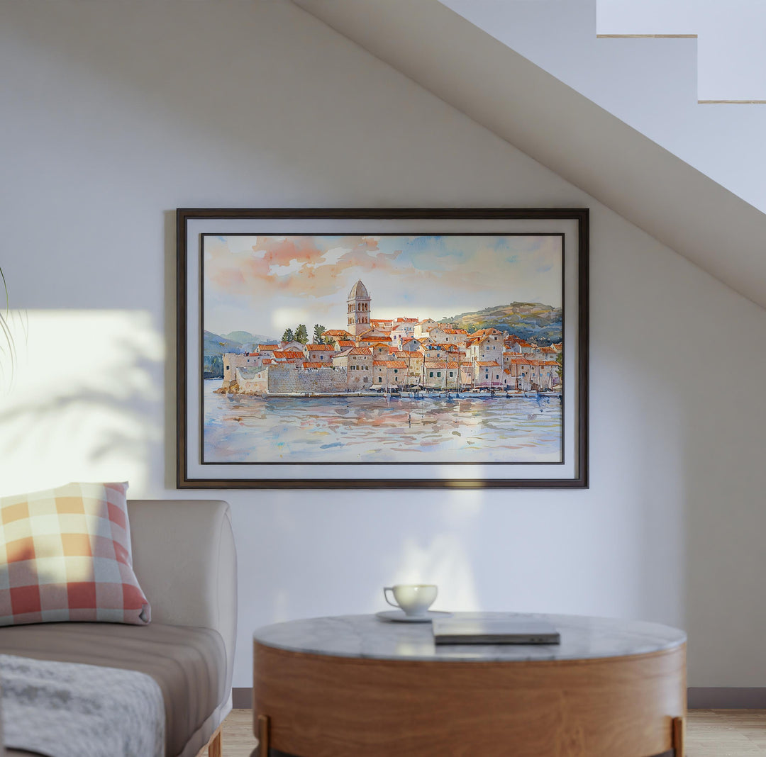 Korčula watercolor poster Wall Art Korčula Wall Hanging Home Décor Korčula Gift Art Lovers Croatia Wall Art