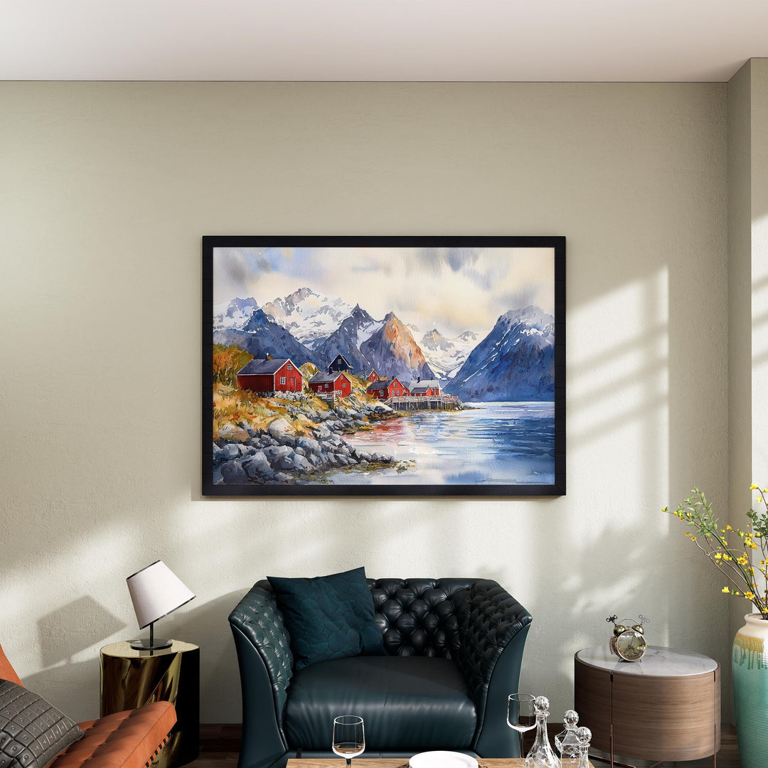 Lofoten watercolor poster Wall Art Lofoten Wall Hanging Home Décor Lofoten Gift Art Lovers Norway Wall Art