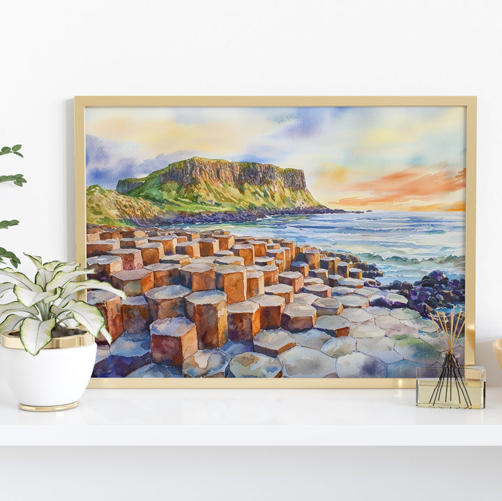 Giants Causeway watercolor poster Wall Art Giants Causeway Wall Hanging Home Décor Giants Causeway Gift Art Lovers Ireland Wall Art