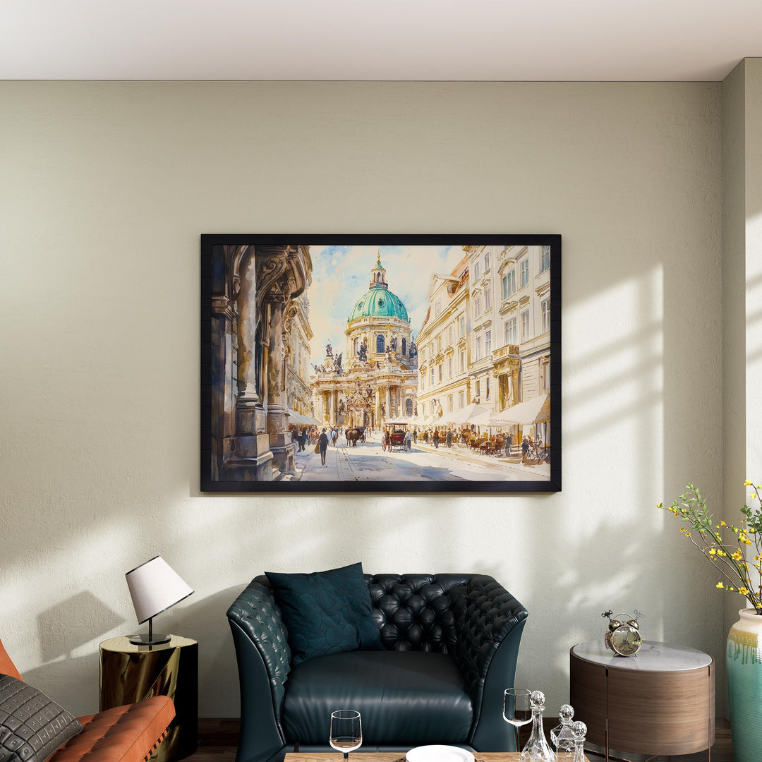 Vienna Austria Watercolor Poster Vienna Travel Print Cityscape Painting European Wall Art Historic Architecture Decor Souvenir