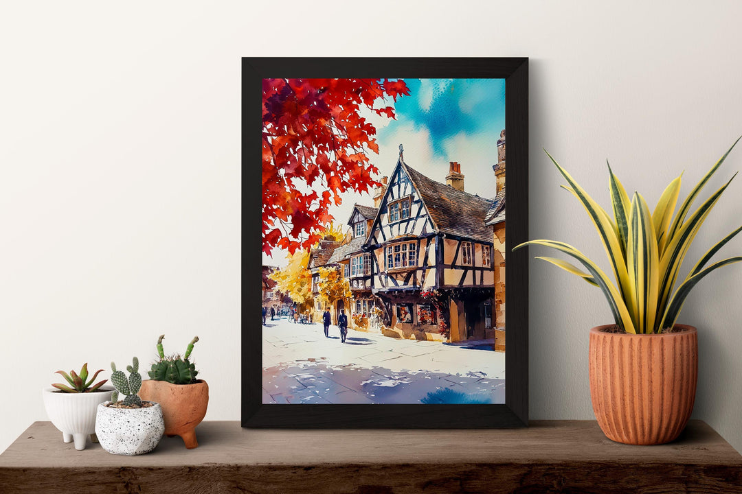 Stratford-upon-Avon watercolor poster Wall Art Stratford-upon-Avon Wall Hanging Home Décor Stratford-upon-Avon Gift Art Lovers England Art