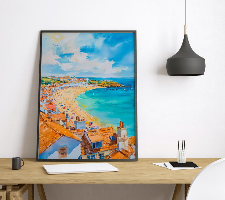 St Ives Watercolor Poster Wall Art St Ives Wall Hanging Home Décor St Ives Gift Art Lovers Cornwall Art Lover Gift