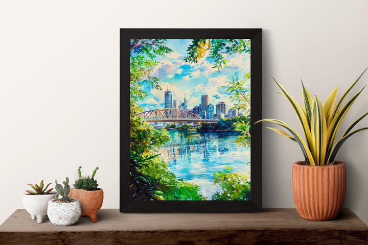 Brisbane watercolor poster Wall Art Brisbane Wall Hanging Home Décor Brisbane Gift Art Lovers Australia Wall Art