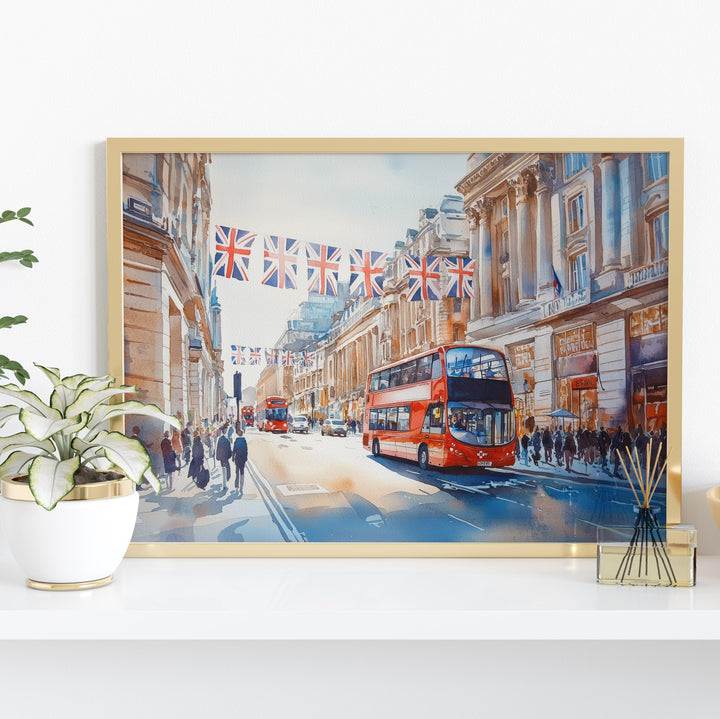 Regent Street London Watercolor Poster London Travel Print City Street Painting Architecture Wall Art UK Decor Souvenir