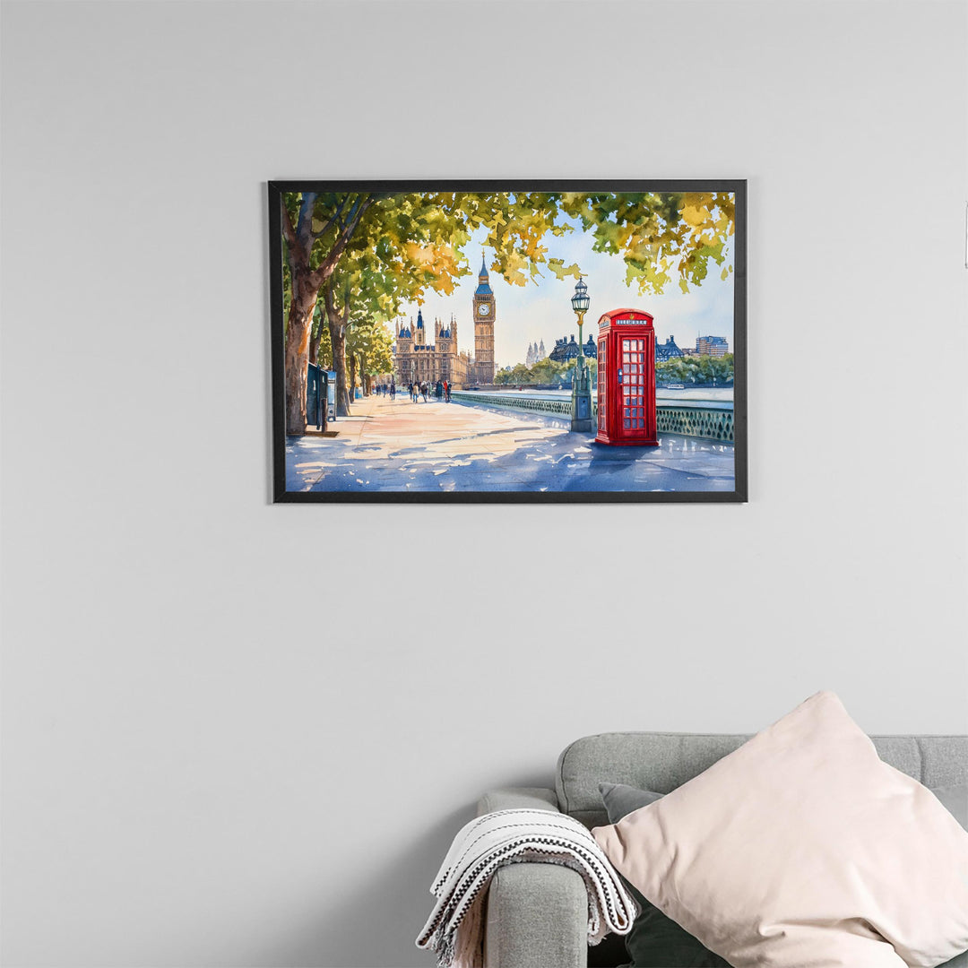 London England Watercolor Poster London Travel Print City Skyline Painting Landmark Wall Art UK Decor Souvenir