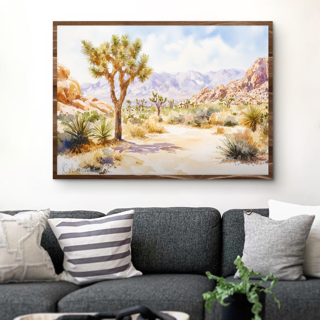Joshua Tree California Watercolor Poster Joshua Tree Travel Print Desert Landscape Painting Nature Wall Art USA Souvenir