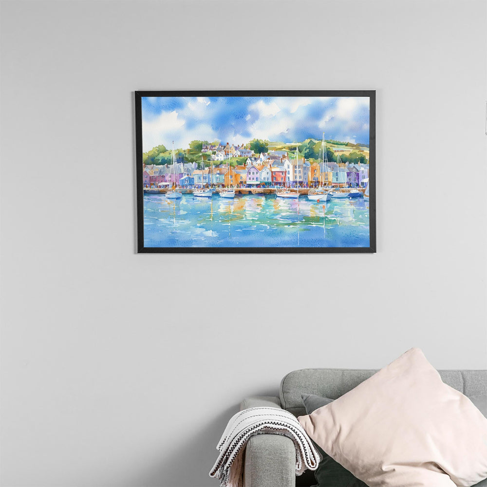 Falmouth Cornwall Watercolor Poster Falmouth Travel Print Harbour Town Painting Seaside Wall Art UK Coastal Decor Souvenir