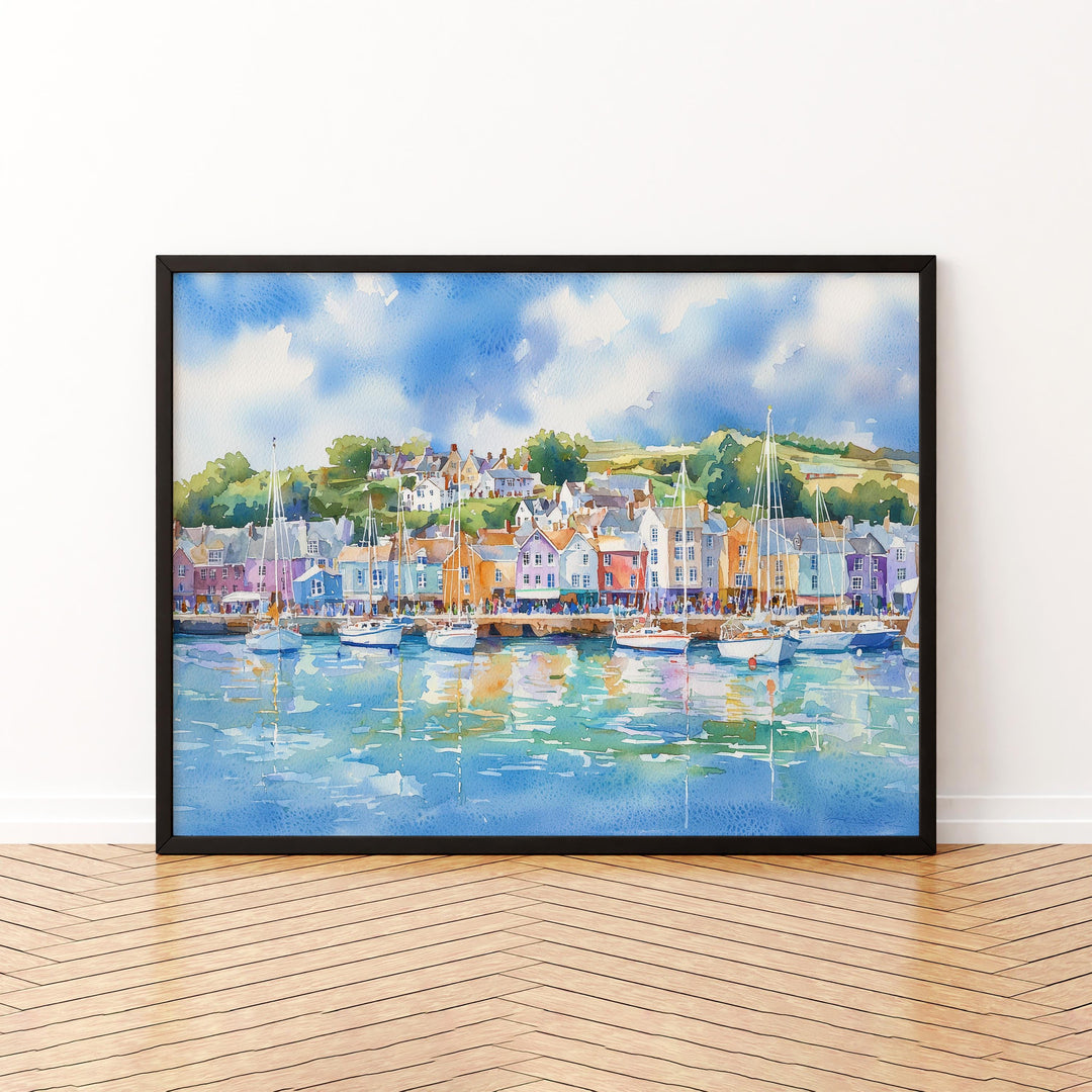 Falmouth Cornwall Watercolor Poster Falmouth Travel Print Harbour Town Painting Seaside Wall Art UK Coastal Decor Souvenir