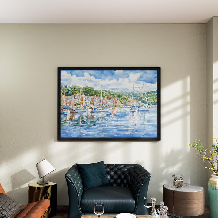 Dartmouth Devon Watercolor Poster Dartmouth Travel Print Harbour Town Painting Coastal Wall Art South West England Souvenir