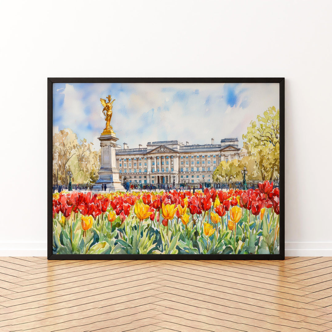 Buckingham Palace London Watercolor Poster London Travel Print Royal Landmark Painting City Wall Art UK Decor Souvenir