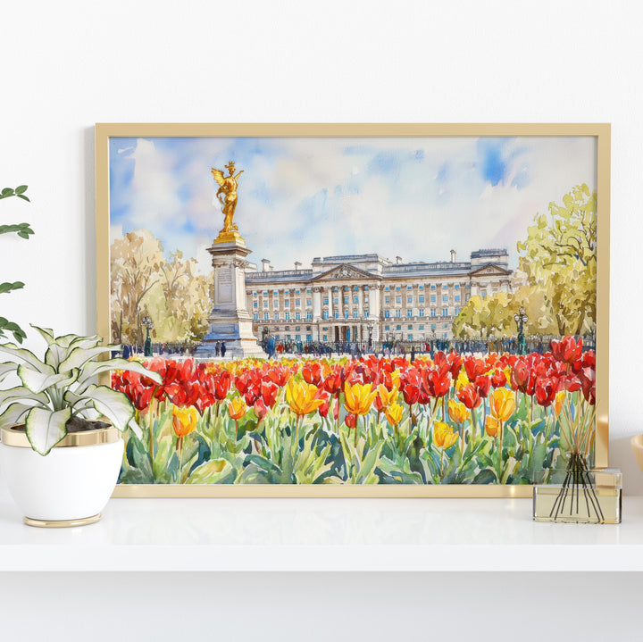 Buckingham Palace London Watercolor Poster London Travel Print Royal Landmark Painting City Wall Art UK Decor Souvenir
