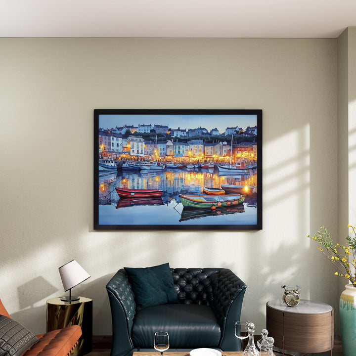 Brixham Devon Watercolor Poster Brixham Travel Print Harbour Town Painting Coastal Wall Art South West England Souvenir