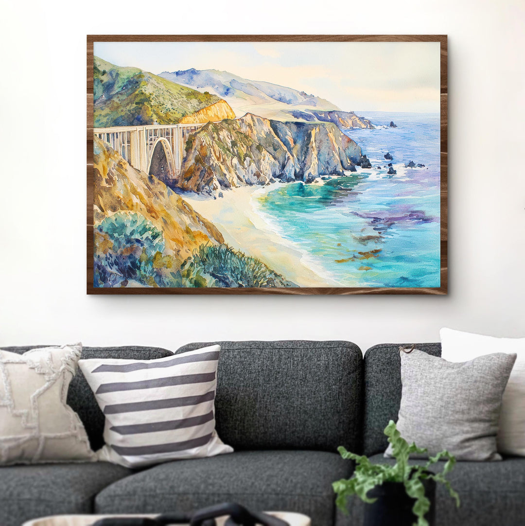 Big Sur California Watercolor Poster Big Sur Travel Print Coastal Landscape Painting Ocean Wall Art USA Decor Souvenir
