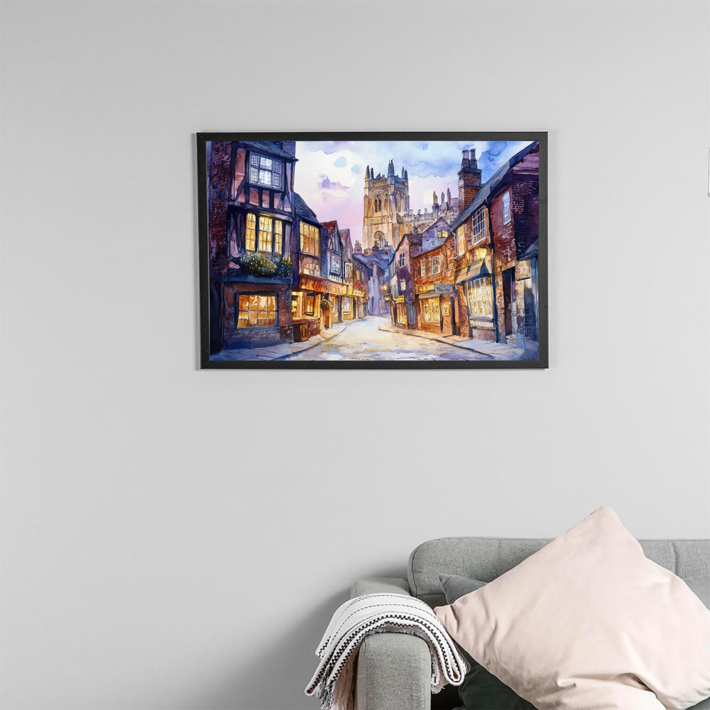 York England Watercolor Poster York Travel Print Historic City Painting Cathedral Wall Art UK Landmark Decor Souvenir