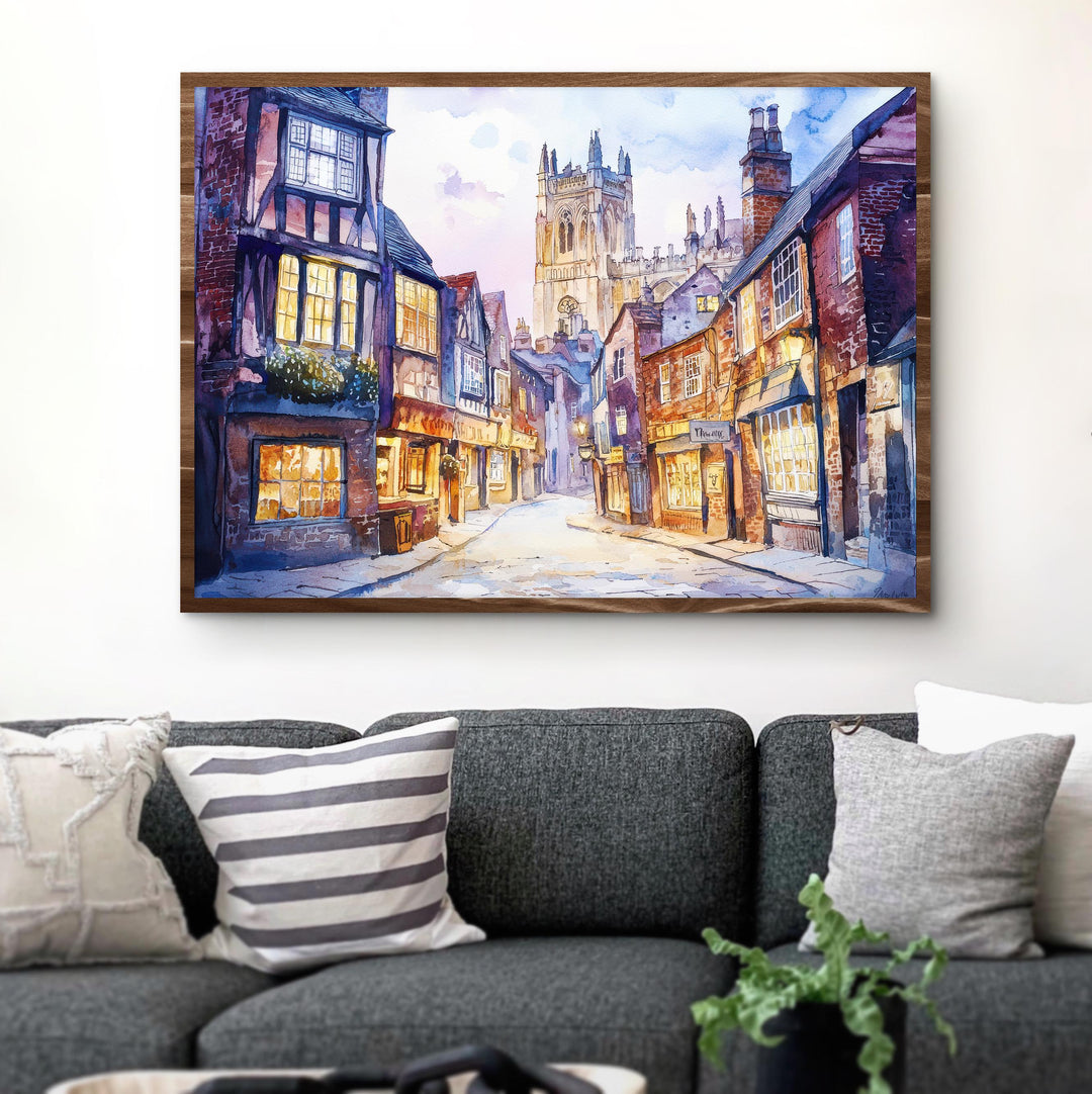 York England Watercolor Poster York Travel Print Historic City Painting Cathedral Wall Art UK Landmark Decor Souvenir