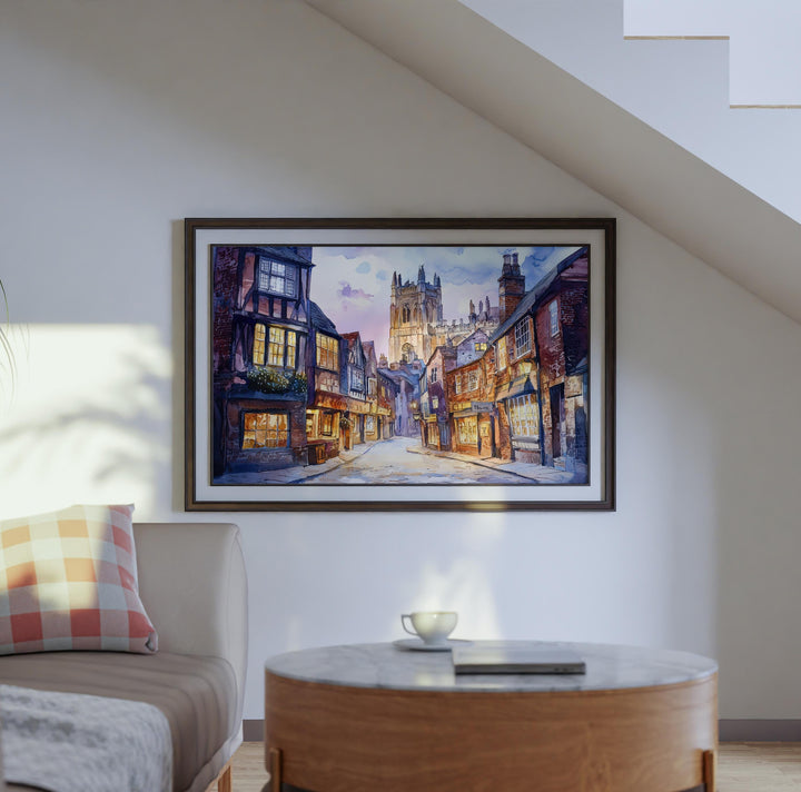 York England Watercolor Poster York Travel Print Historic City Painting Cathedral Wall Art UK Landmark Decor Souvenir