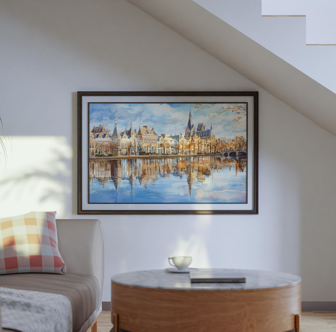 The Hague Netherlands Watercolor Poster The Hague Travel Print Cityscape Painting Coastal Wall Art Europe Decor Souvenir