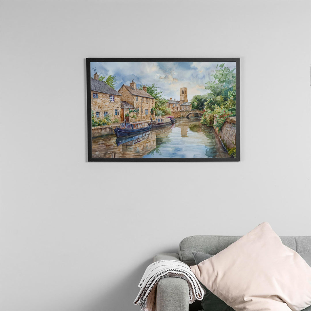 Skipton England Watercolor Poster Skipton Travel Print Market Town Painting Castle Wall Art Yorkshire Decor Souvenir