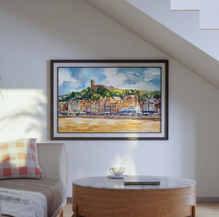 Scarborough England Watercolor Poster Scarborough Travel Print Coastal Town Painting Seaside Wall Art UK Decor Souvenir