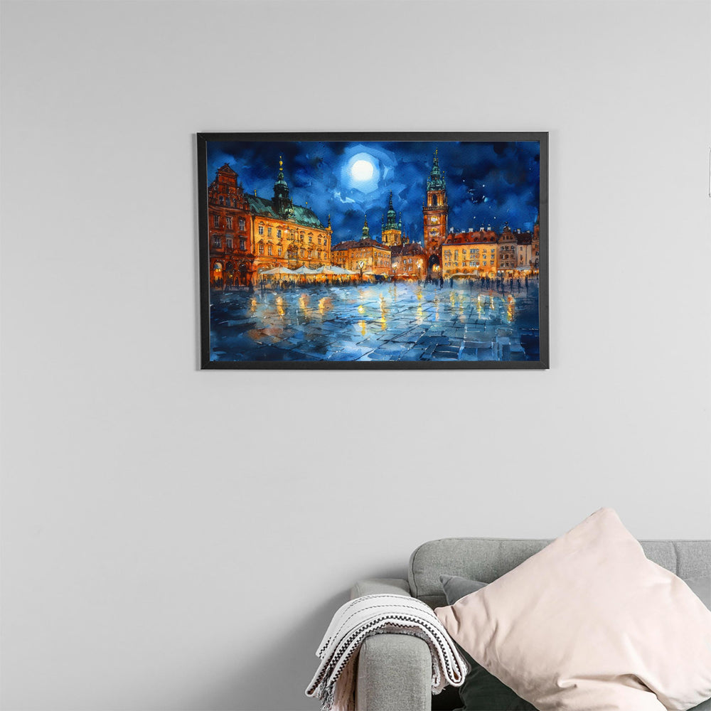 Kraków Poland Watercolor Poster Krakow Travel Print Cityscape Painting Old Town Wall Art Europe Decor Souvenir