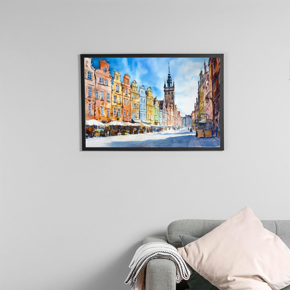 Gdańsk Poland Watercolor Poster Gdansk Travel Print Old Town Painting Baltic Port Wall Art Europe Decor Souvenir