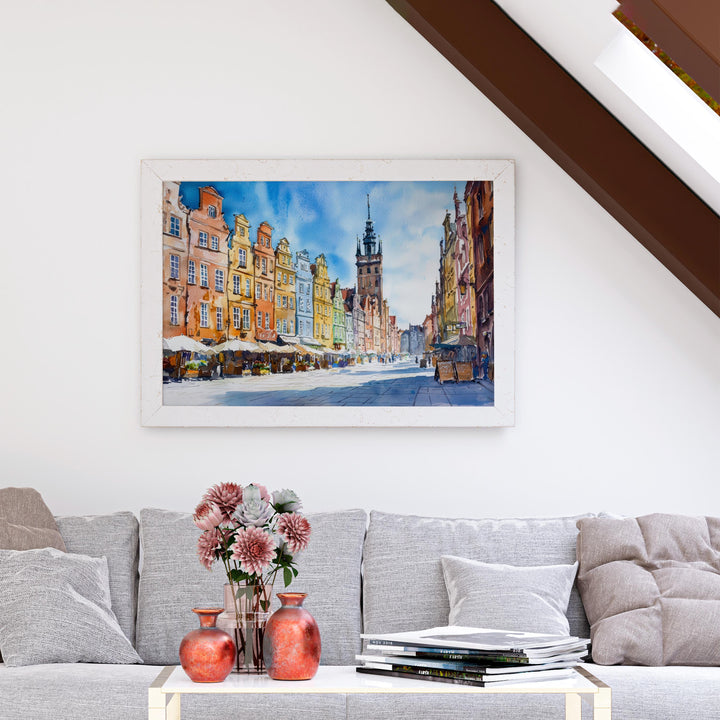 Gdańsk Poland Watercolor Poster Gdansk Travel Print Old Town Painting Baltic Port Wall Art Europe Decor Souvenir