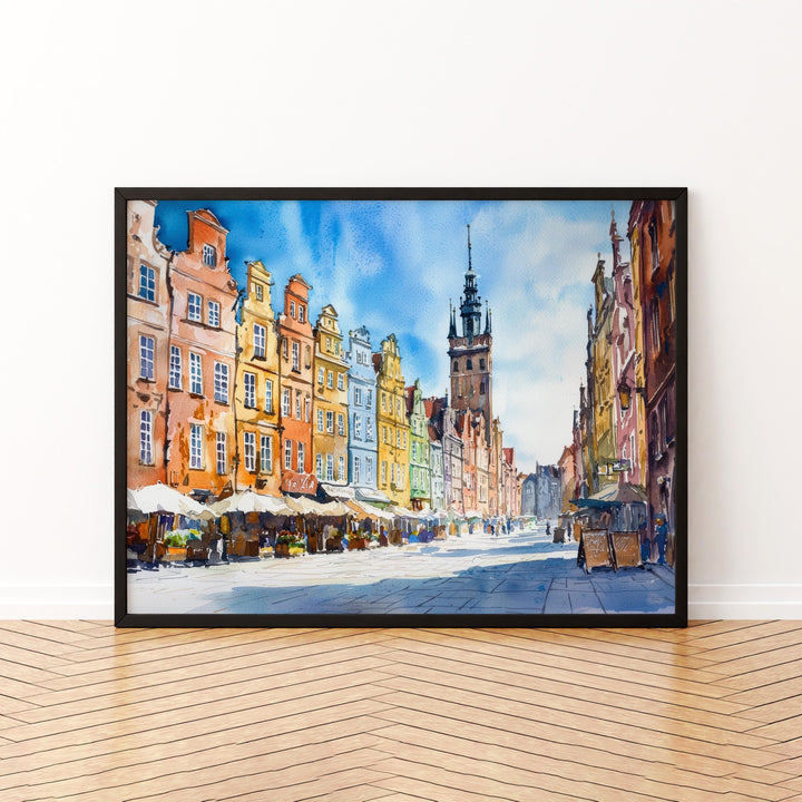 Gdańsk Poland Watercolor Poster Gdansk Travel Print Old Town Painting Baltic Port Wall Art Europe Decor Souvenir