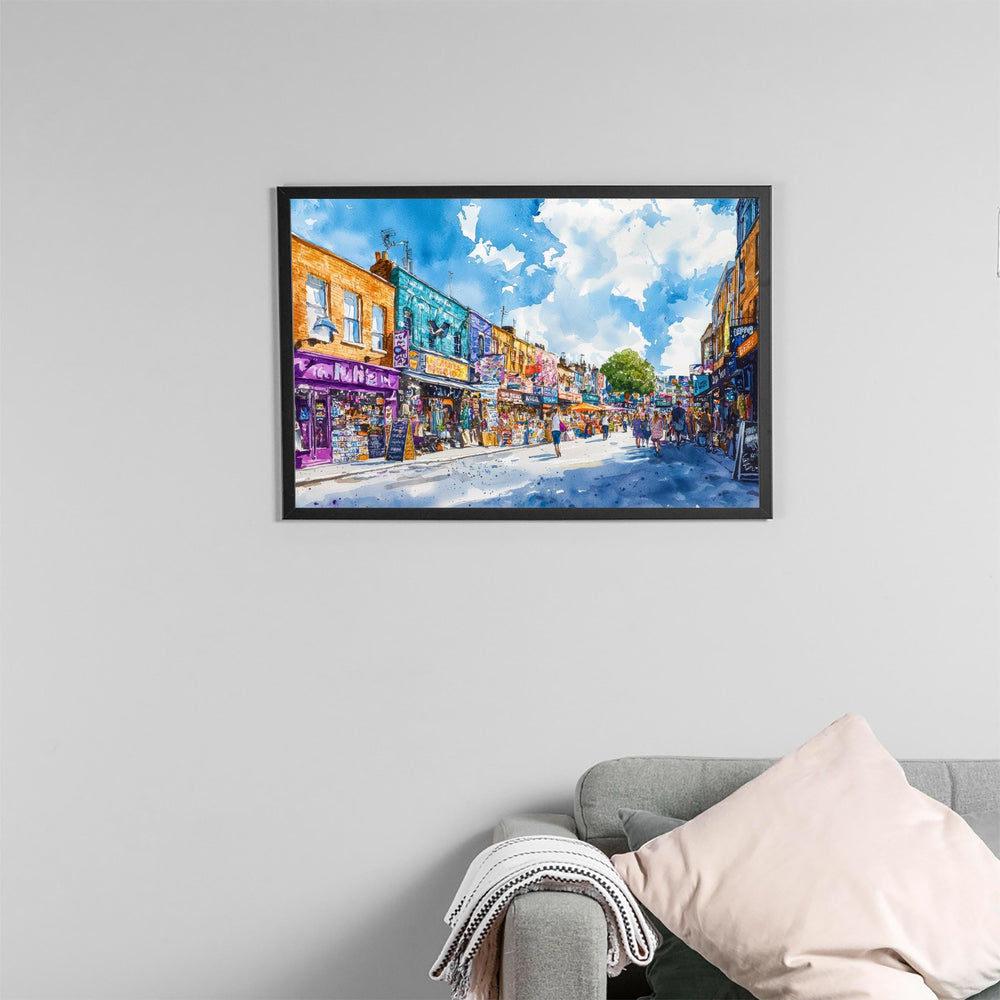 Camden Market London Watercolor Poster Camden Travel Print Street Market Painting Urban Wall Art UK Decor Souvenir