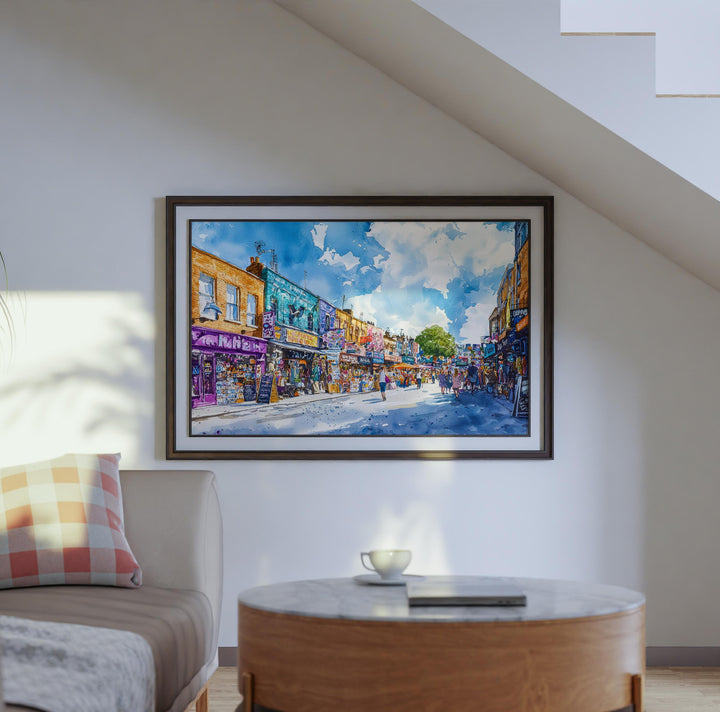Camden Market London Watercolor Poster Camden Travel Print Street Market Painting Urban Wall Art UK Decor Souvenir
