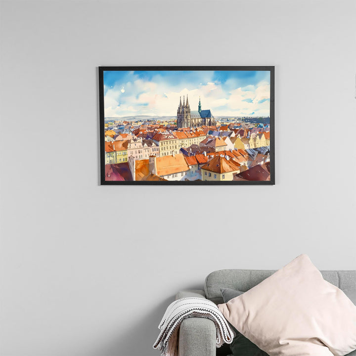 Brno Czech Republic Watercolor Poster Brno Travel Print Cityscape Painting Historic Town Wall Art Europe Decor Souvenir