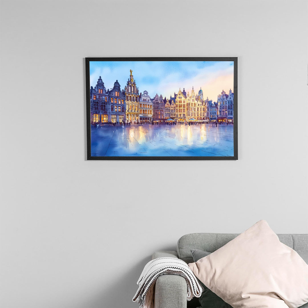 Antwerp Belgium Watercolor Poster Antwerp Travel Print Cityscape Painting Historic Town Wall Art Europe Decor Souvenir