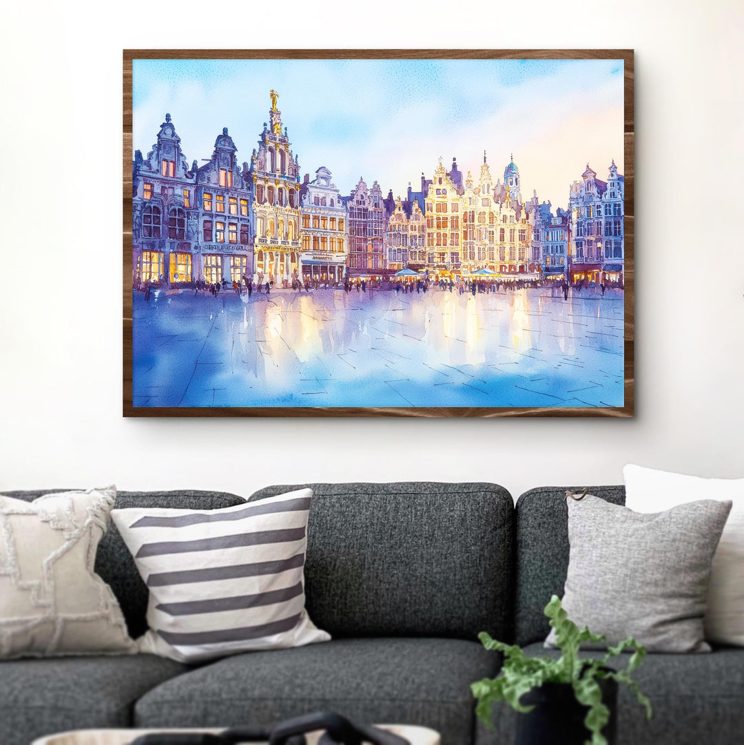 Antwerp Belgium Watercolor Poster Antwerp Travel Print Cityscape Painting Historic Town Wall Art Europe Decor Souvenir