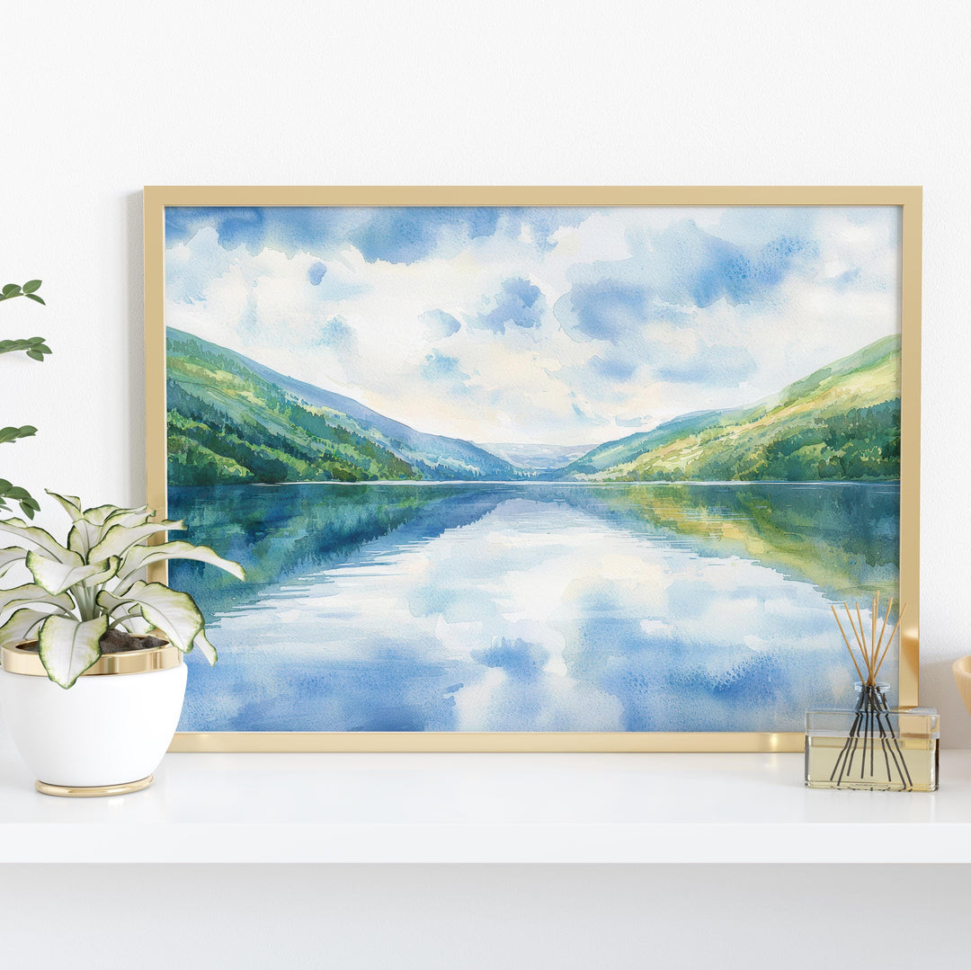 Loch Ness Scotland Watercolor Poster Loch Ness Travel Print Highland Landscape Painting Nature Wall Art UK Souvenir