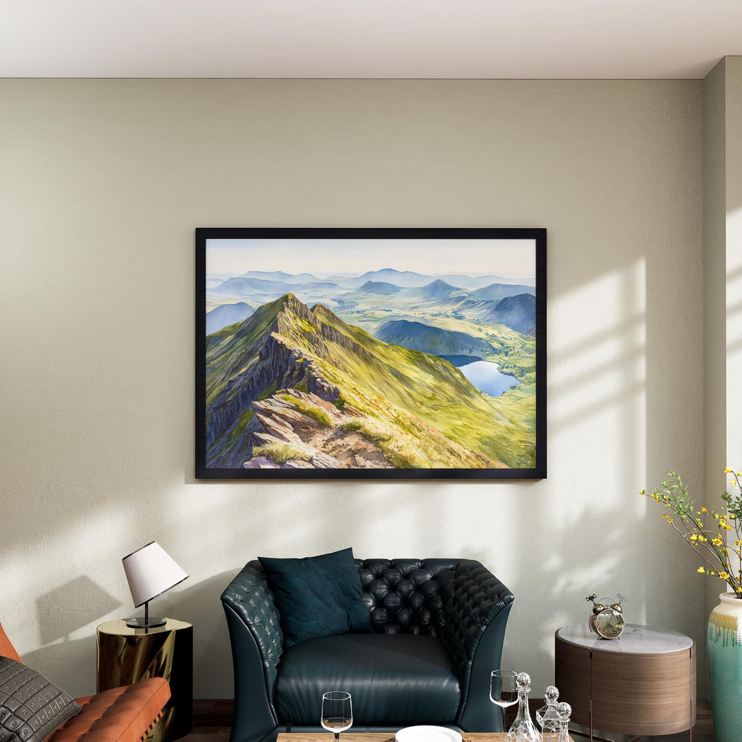 Helvellyn England Watercolor Poster Helvellyn Travel Print Lake District Painting Mountain Landscape Wall Art UK Souvenir