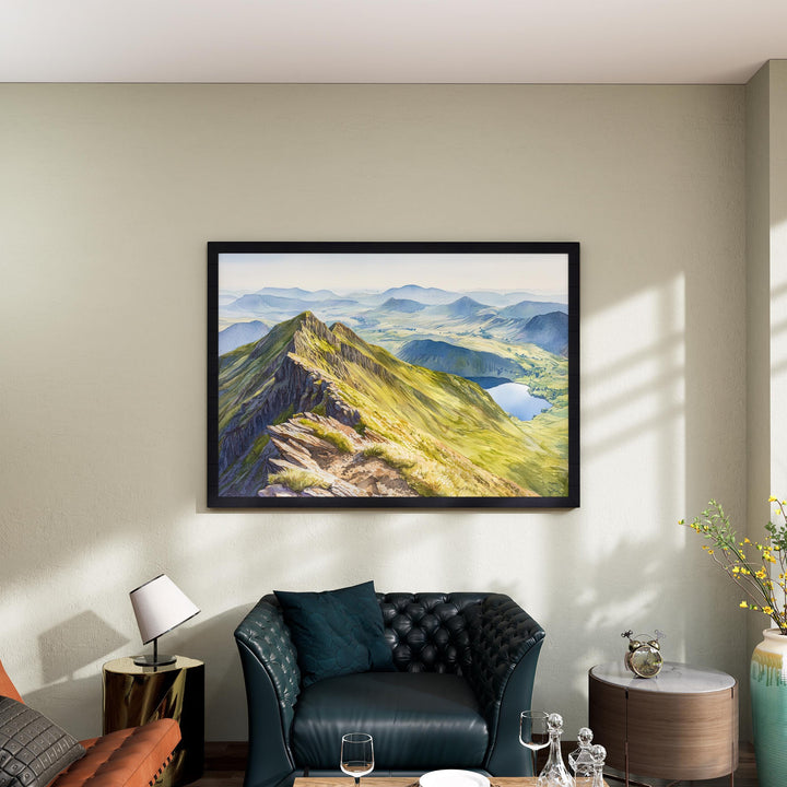 Helvellyn England Watercolor Poster Helvellyn Travel Print Lake District Painting Mountain Landscape Wall Art UK Souvenir