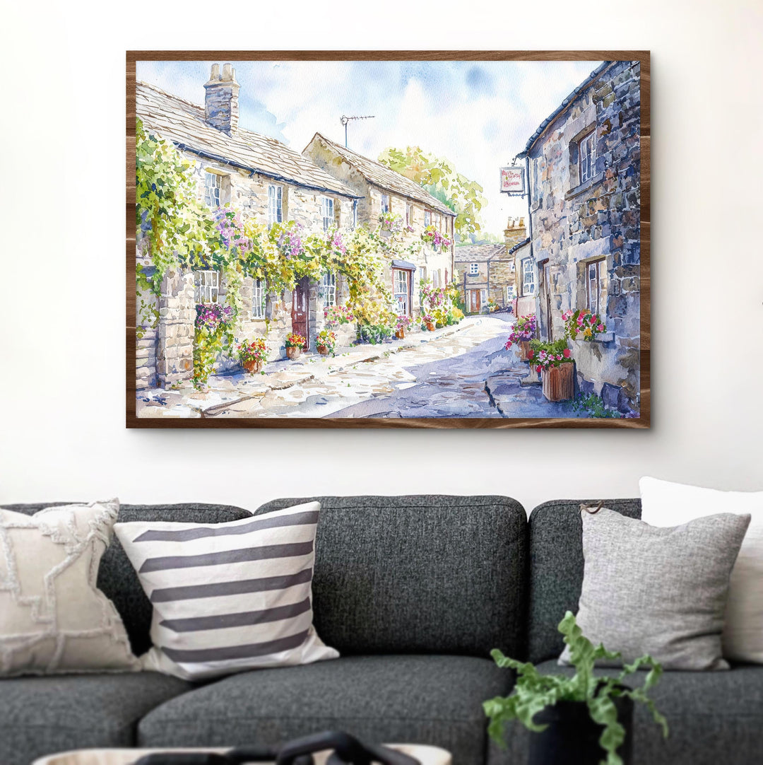 Grassington England Watercolor Poster Grassington Travel Print Yorkshire Dales Village Painting Countryside Wall Art Souvenir
