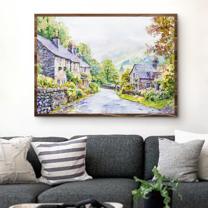 Grasmere England Watercolor Poster Grasmere Travel Print Lake District Village Painting Countryside Wall Art UK Souvenir