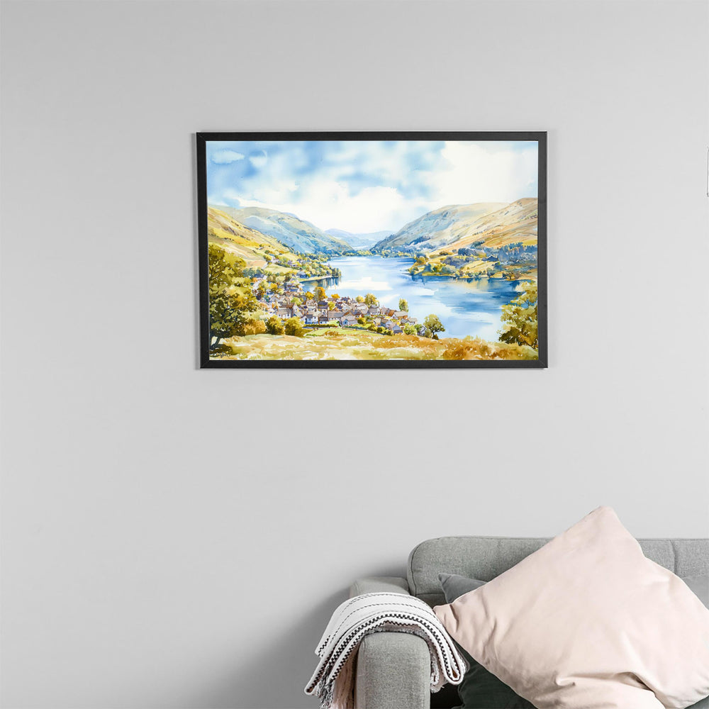 Glenridding England Watercolor Poster Glenridding Travel Print Lake District Village Painting Ullswater Wall Art UK Souvenir