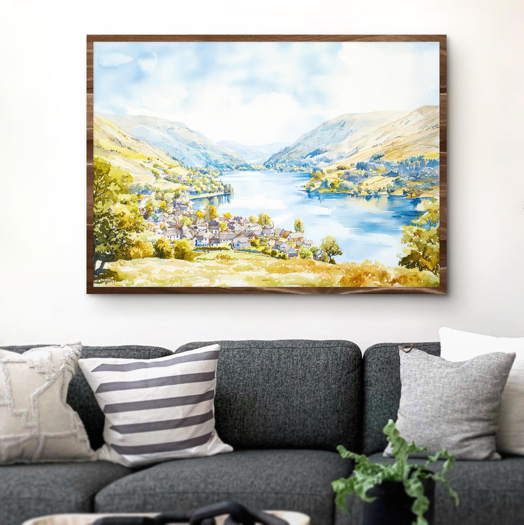 Glenridding England Watercolor Poster Glenridding Travel Print Lake District Village Painting Ullswater Wall Art UK Souvenir