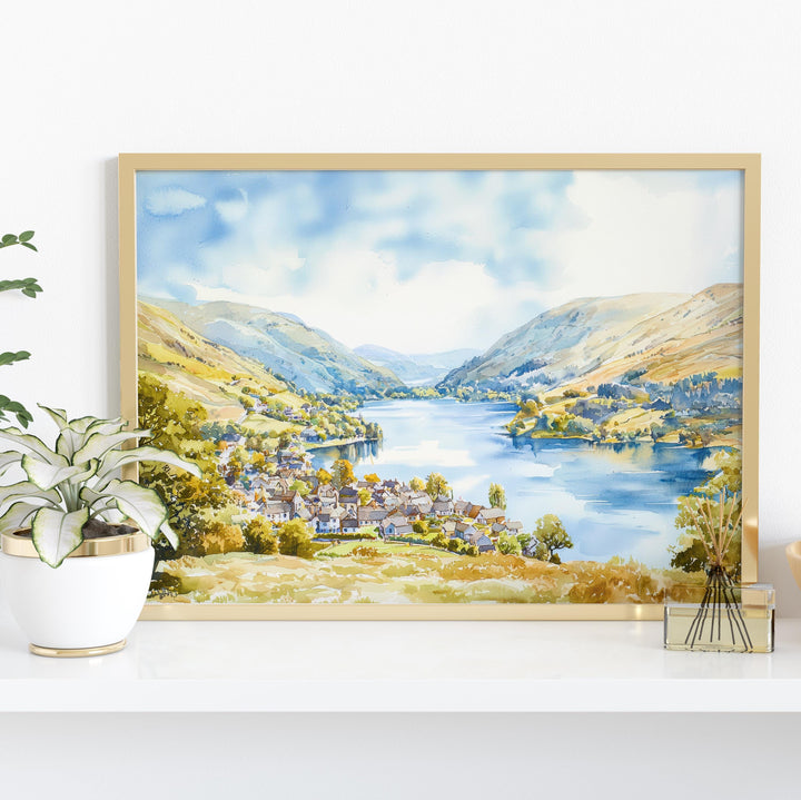 Glenridding England Watercolor Poster Glenridding Travel Print Lake District Village Painting Ullswater Wall Art UK Souvenir