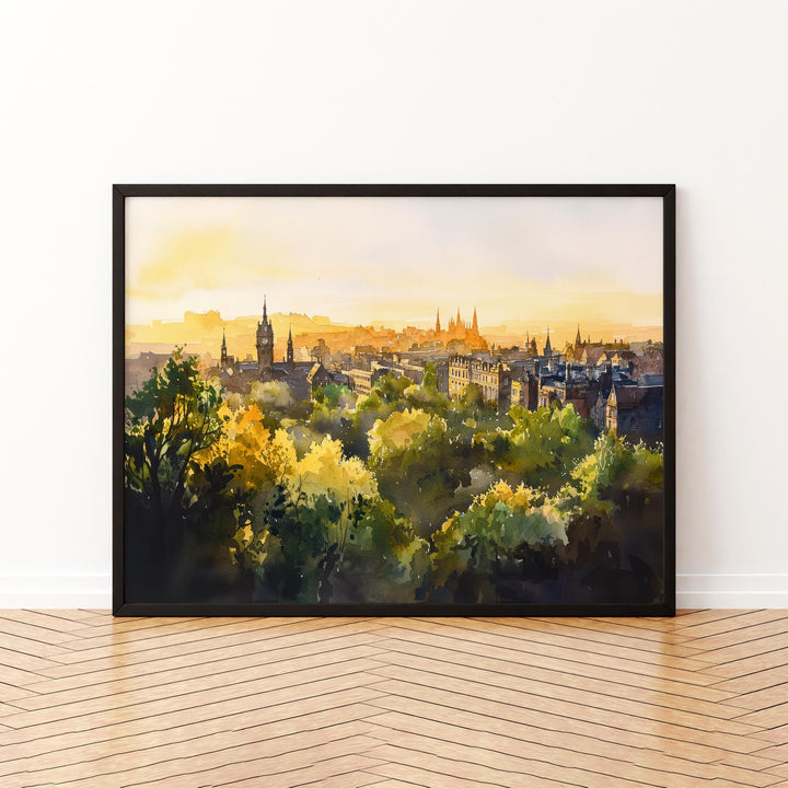 Glasgow Scotland Watercolor Poster Glasgow Travel Print Cityscape Painting River Clyde Wall Art UK Decor Souvenir