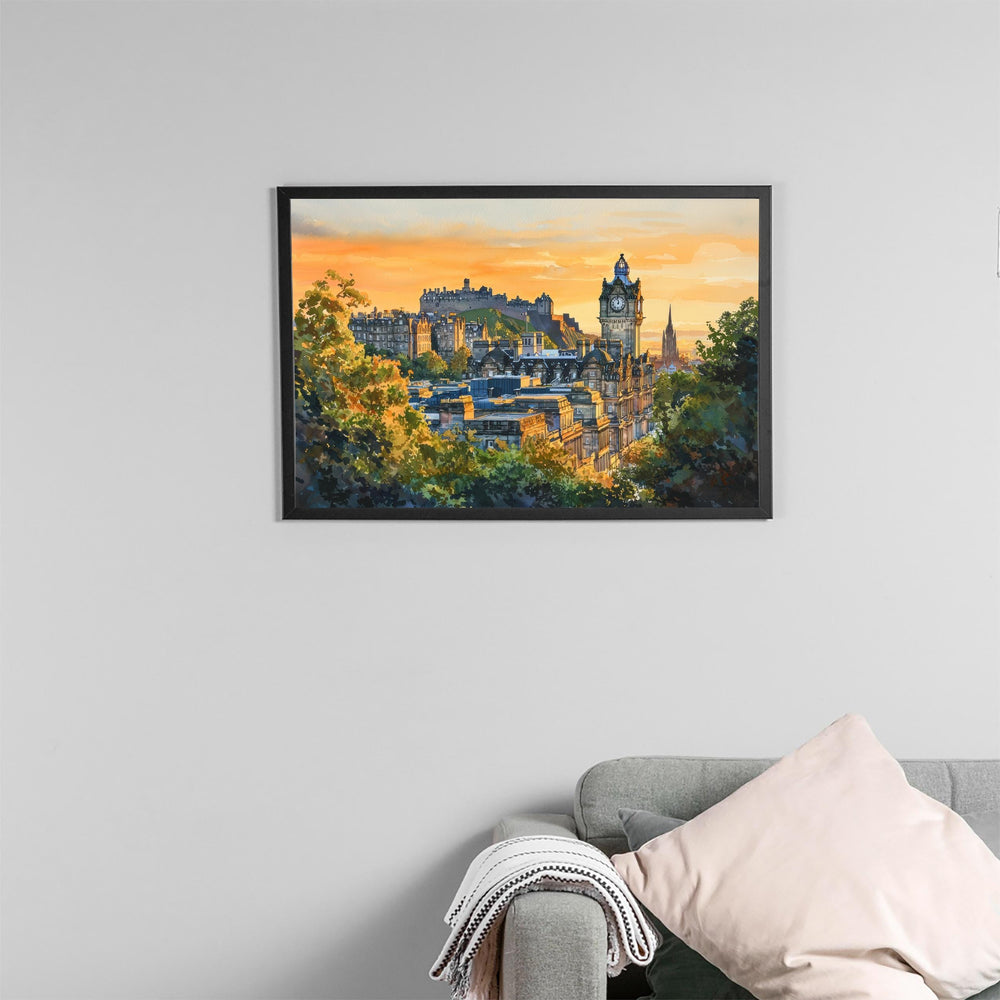 Edinburgh Castle Scotland Watercolor Poster Edinburgh Travel Print Historic Landmark Painting City Wall Art UK Souvenir